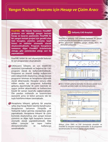 FineFIRE Yangın Tesisatı Hesap Ve Çizim Yazılımı