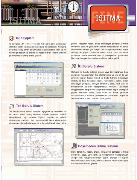 FineHVAC Isıtma-soğutma-havalandırma tesisatı hesap ve çizim yazılımı