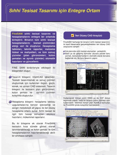 FineSANI Temiz su, pis su ve yağmur suyu tesisatı hesap ve çizim yazılımı